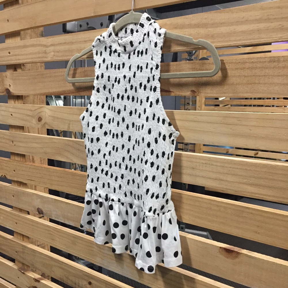 Used black and white polka dots Zara peplum top
